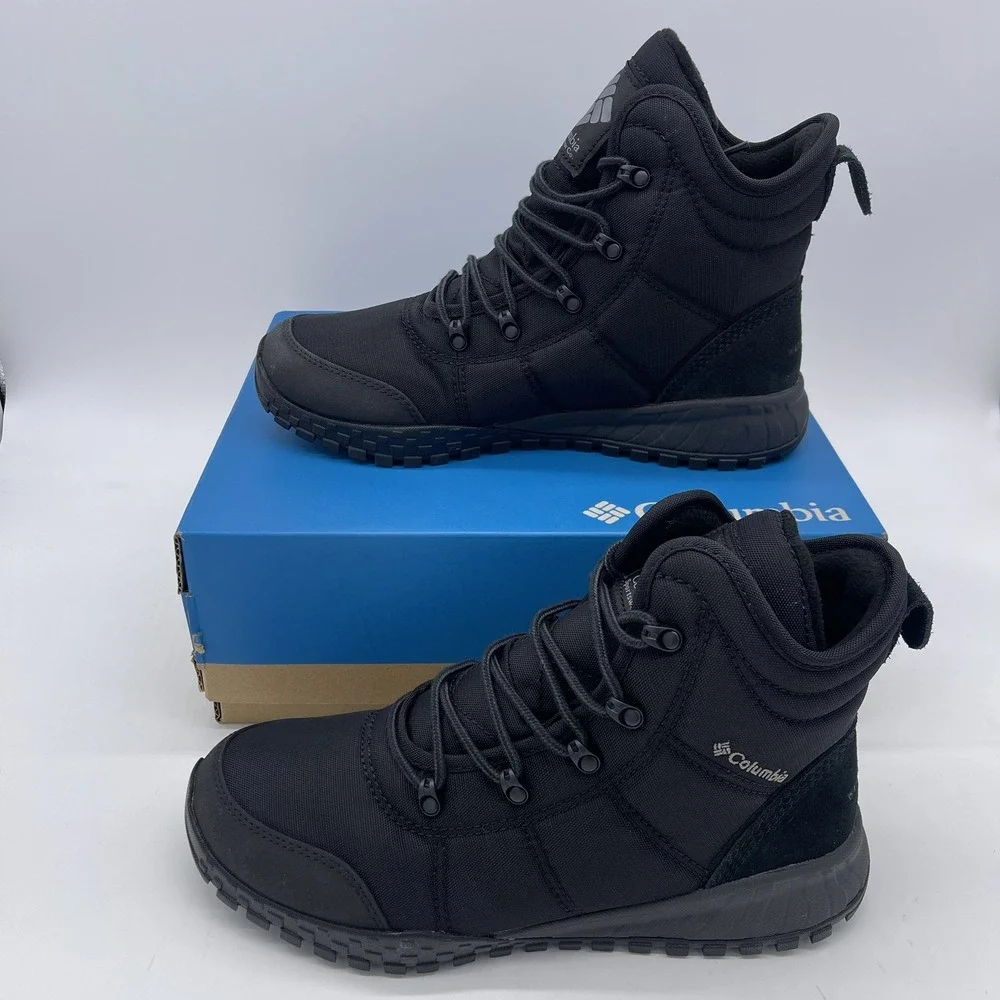 Columbia Fairbanks‎ Omni Heat Waterproof Insulated Shoes Black Boots Mens Sz 8